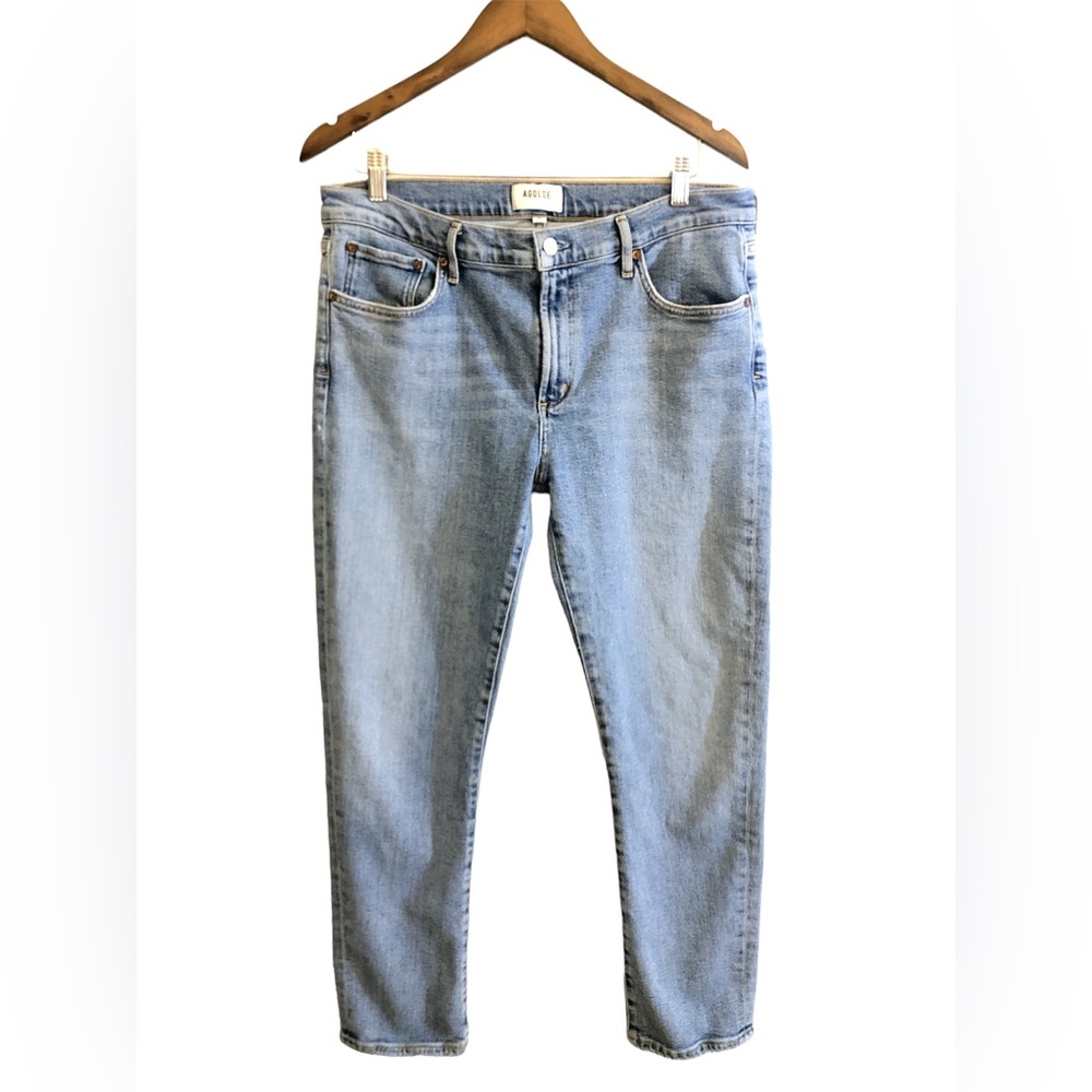 *SOLD* Agolde Toni Mid Rise Straight Size 31 Light Wash - Picture 3 of 5